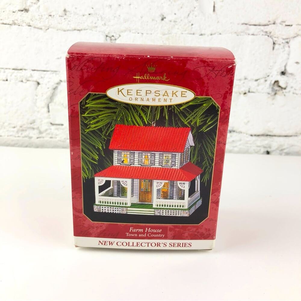 Vintage Hallmark Keepsake Ornament Pressed Tin Farm House